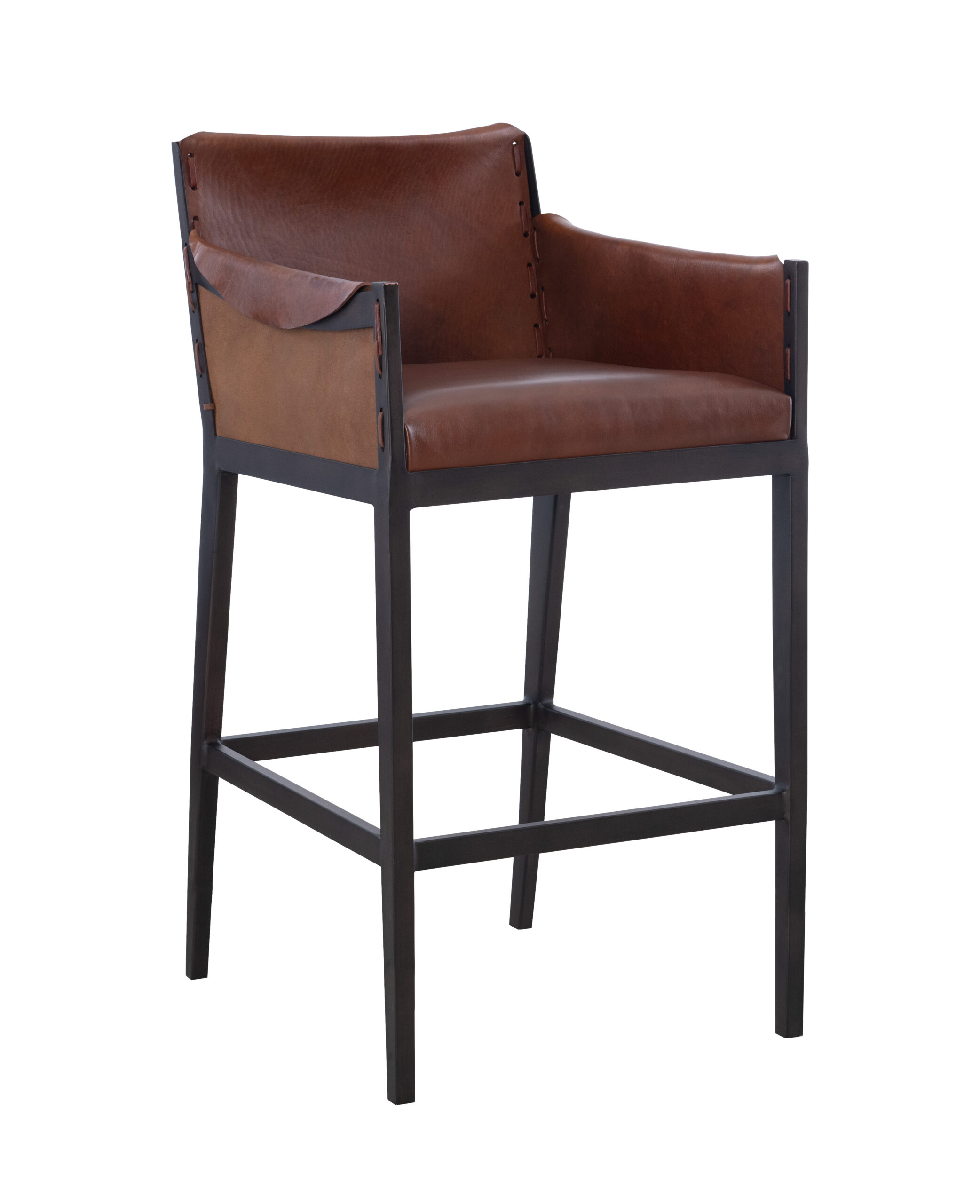 Gunnison Bar Stool- Brown Leather